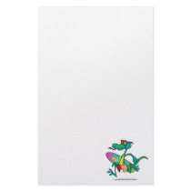 cute funny surfer beach lizard cartoon custom stationery