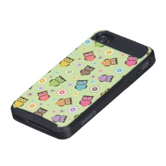 Cute funny trendy owls and flowers pattern case for iPhone 4