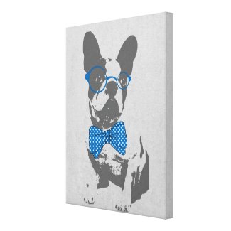 Cute funny trendy vintage animal French bulldog Stretched Canvas Prints