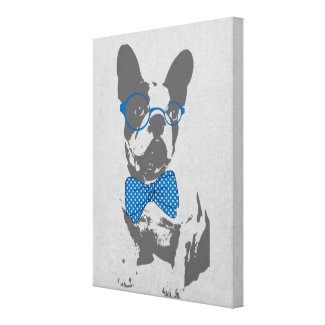 Cute funny trendy vintage animal French bulldog Stretched Canvas Prints