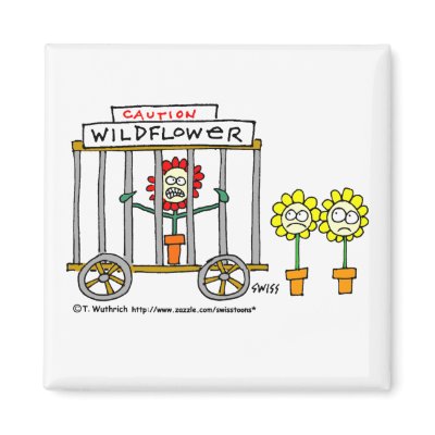Cute Funny Wildflower Cartoon Fridge Magnet by FUNNY_FRIDGE_MAGNETS
