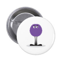 cute fuzzy purple monster pinback button