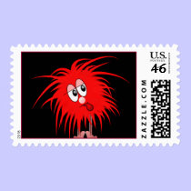 Cute Fuzzy red Hairball Postage stamps
