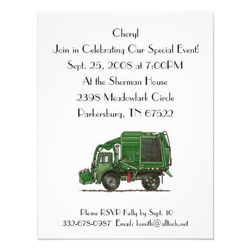 Cute Garbage Truck Trash Truck Custom Announcement
