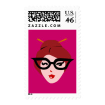 Cute Geek Girl postage