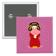 Cute Geisha Pinback Buttons