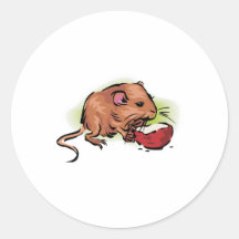 cute gerbil eating nut round sticker