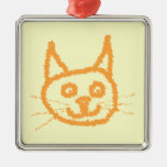 Cute ginger cat cartoon, on cream. christmas ornaments