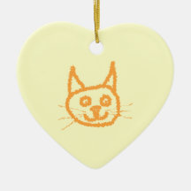 Cute ginger cat cartoon, on cream. christmas tree ornaments