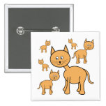 Cute Ginger Cats.  Cat Cartoon. Pinback Button