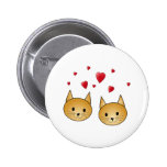 Cute Ginger cats. With Red Love Hearts. Buttons
