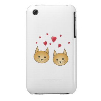 Cute Ginger cats. With Red Love Hearts. iPhone 3 Case-Mate Cases