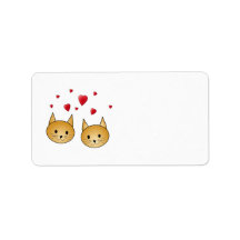 Cute Ginger cats. With Red Love Hearts. Custom Address Label