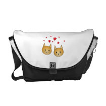 Cute Ginger cats. With Red Love Hearts. Messenger Bags