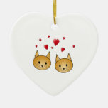 Cute Ginger cats. With Red Love Hearts. Ornament