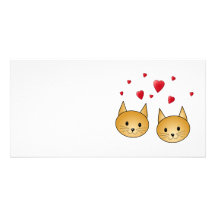 Cute Ginger cats. With Red Love Hearts. Photo Card