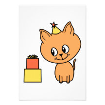 Cute Ginger Kitten Wearing a Birthday Hat. Announcements