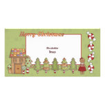 Cute Gingerbread House and Trees Personalized Photo Card