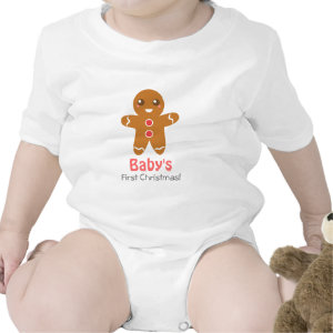 Cute Gingerbread Man for Baby 1st Christmas Bodysuits