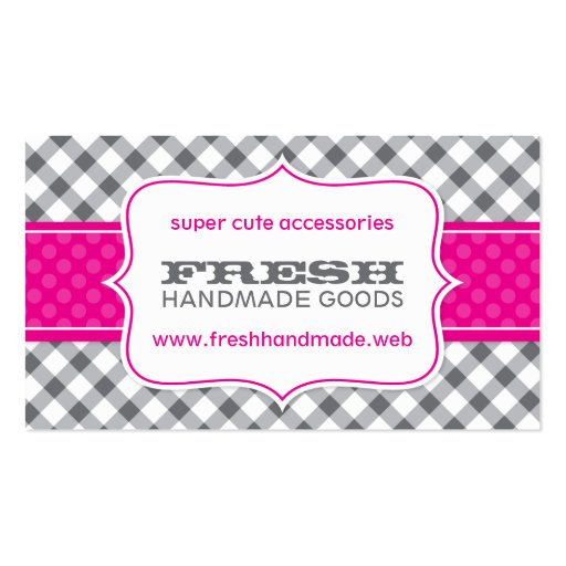 Cute Gingham Professional Business Card (front side)