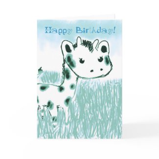 Cute Giraffe Aqua Birthday Card card