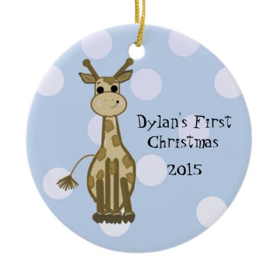 Cute Giraffe Baby&#39;s First Christmas Christmas Ornament