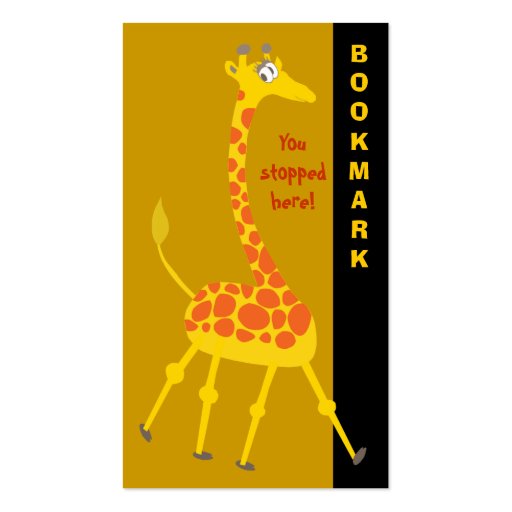 Cute Giraffe Bookmark Business Card (front side)