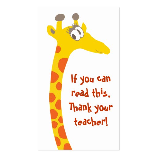 Cute Giraffe Bookmark Business Card (back side)