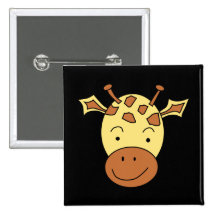 Cute Giraffe Cartoon. Pinback Buttons