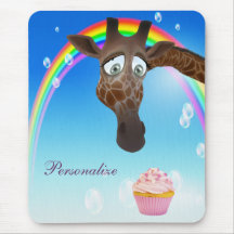 Cute Giraffe, Cupcake & Rainbow Mouse Pads