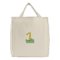 cute giraffe in bushes tote bag embroidered bags