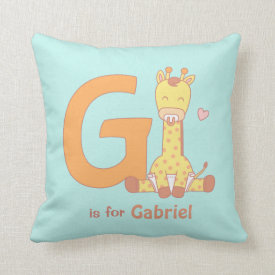 Cute Giraffe Letter G Baby Nursery Throw Pillow