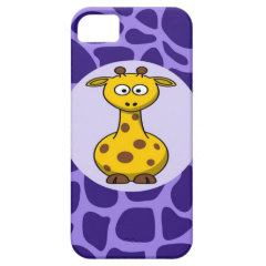 Cute Giraffe on Purple Zoo Animals Pattern Print iPhone 5 Cover