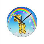 Cute Giraffe & Rainbow Clock