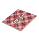 Cute Giraffe; Red Plaid Tile