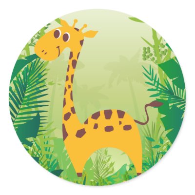 Cute Giraffe Round Sticker