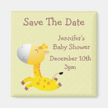 Cute Giraffe Save The Date Baby Shower Refrigerator Magnet
