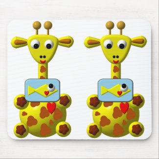 Cute Giraffe with Goldfish mousepad
