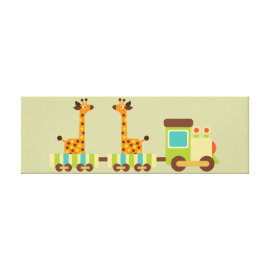 Cute Giraffes Train Canvas Kids Wall Decor Baby Canvas Print