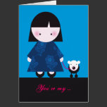 Cute girl and her little doggie cards