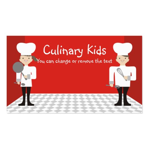 cute girl boy chefs cooking classes business ca... business card template (front side)