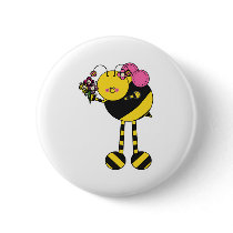 Cute Girl Bumble Bee buttons