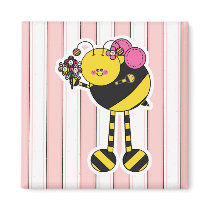 Cute Girl Bumble Bee Fridge Magnets