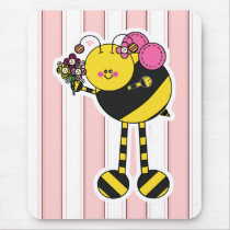 Cute Girl Bumble Bee Mouse Pads