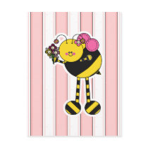 Cute Girl Bumble Bee postcards