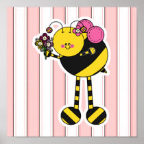 Cute Girl Bumble Bee Poster