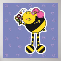 Cute Girl Bumble Bee Print