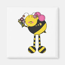 Cute Girl Bumble Bee Refrigerator Magnet