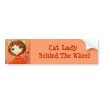 Cute Girl - Cat Lady Behind The Wheel bumper stickers