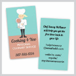 cute girl chef frying pan spoon cooking busines... business cards